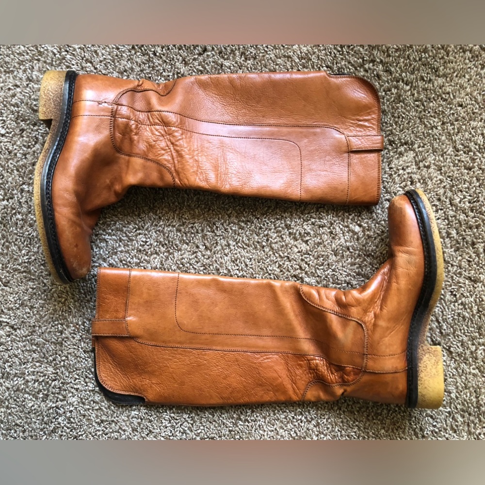 Tall leather boots cognac color size 36